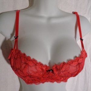 Victoria's Secret  bra 34B red lace unlined Demi